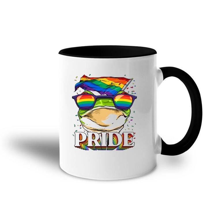 Lgbt Frog Gay Pride Lgbtq Rainbow Flag Sunglasses Accent Mug