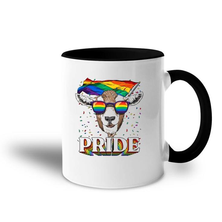 Lgbt Goat Gay Pride Lgbtq Rainbow Flag Sunglasses Accent Mug