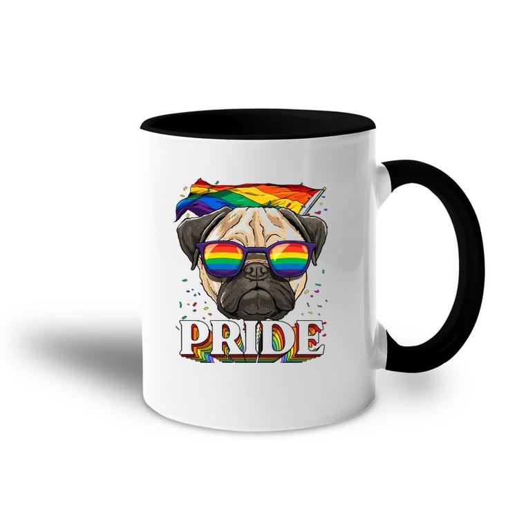 Lgbt Pug Gay Pride Lgbtq Rainbow Flag Sunglasses Accent Mug