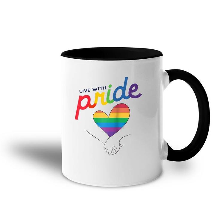 Live With Pride Love Rainbow Lgtbq Raglan Baseball Tee Accent Mug