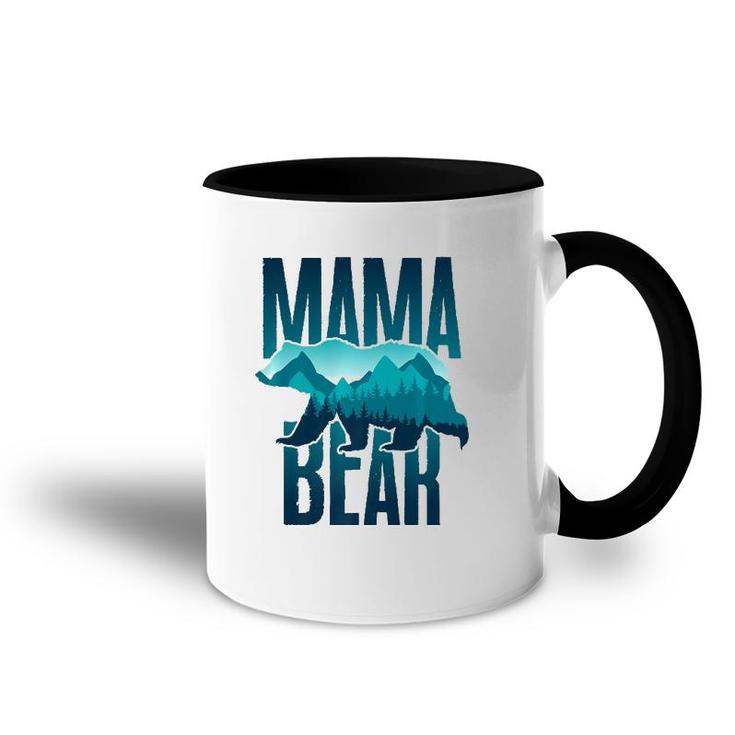 Mama Bear With Mountain And Forest Silhouette Accent Mug