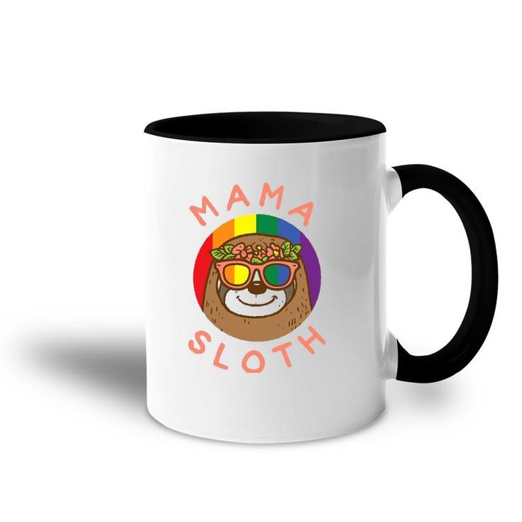 Mama Sloth Lgbtq Rainbow Flag Gay Pride Ally Gay Mom Women Accent Mug