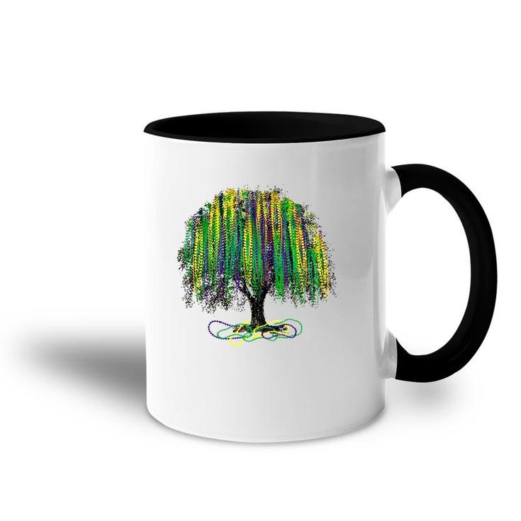 Mardi Gras Tree Beads New Orleans 2022 Watercolor Vintage Accent Mug