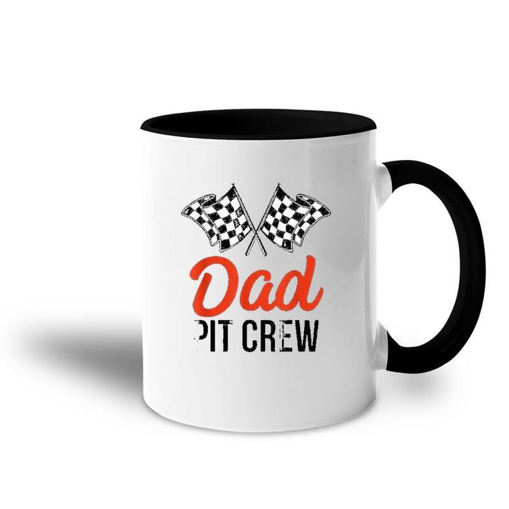 Mens Dad Pit Crew Funny Hosting Car Race Birthday Party  Accent Mug