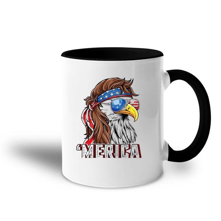 Merica Usa American Flag Patriotic 4Th Of July Bald Eagle Accent Mug