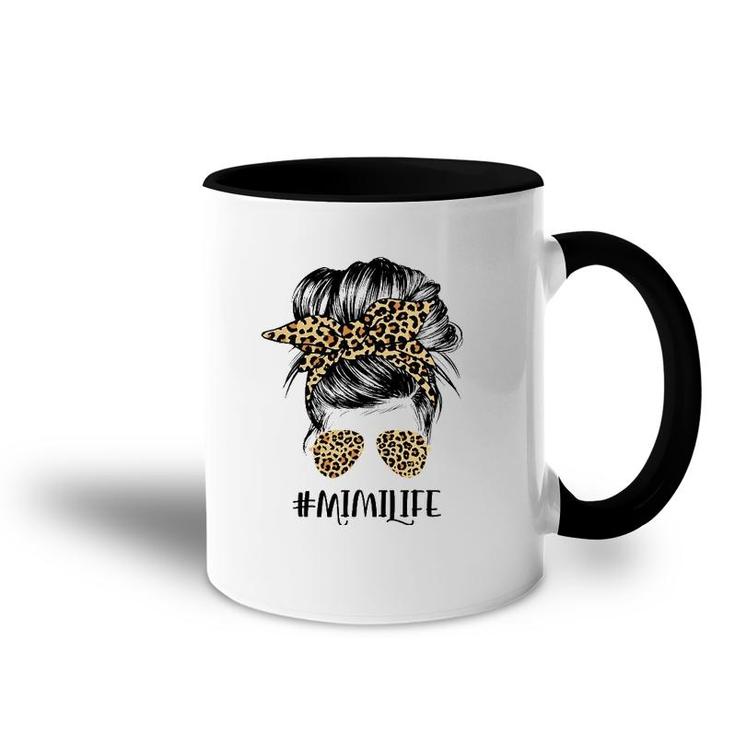 Mimi Life Messy Hair Bun Leopard Women Mother's Day Funny Accent Mug