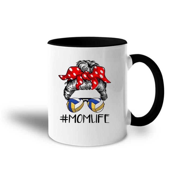 Mom Life Volleyball Messy Bun For Mother's Day Accent Mug