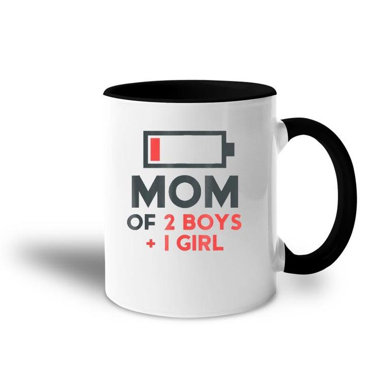 Mom Of 2 Boys 1 Girl  Son Mothers Day Gift Birthday Accent Mug