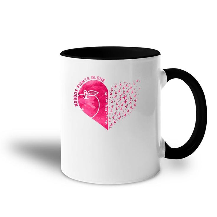 Nobody Fights Alone Teacher's Day Breast Cancer Awareness Accent Mug