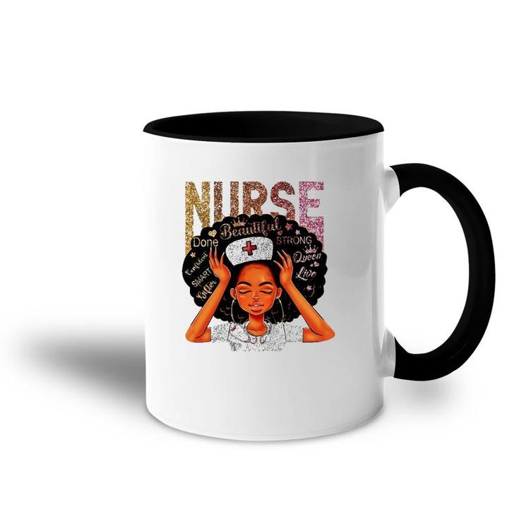 Nurse Black Woman Magic Afro Melanin Queen Black History Accent Mug