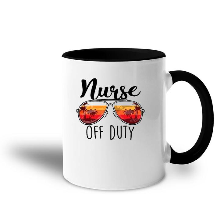 Nurse Off Duty Sunglasses Sunset Beach Retired Retirement Accent Mug