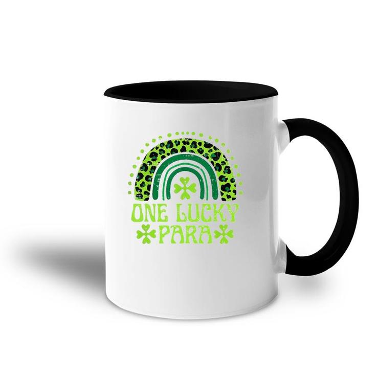 One Lucky Para Funny Family St Patrick's Day Rainbow Leopard Paraprofessional Gift Accent Mug