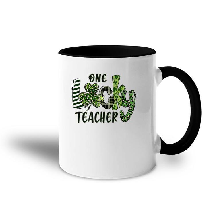 One Lucky Teacher  School Teachers Gift St Patricks Day Accent Mug