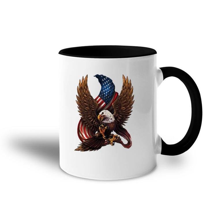 Patriotic American Design With Eagle And Flag Accent Mug