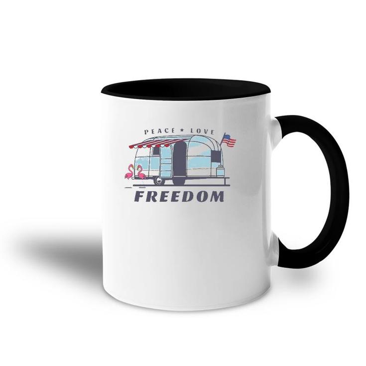 Peace Love Freedom 4Th Of July Avion Airstream Retro Trailer Accent Mug