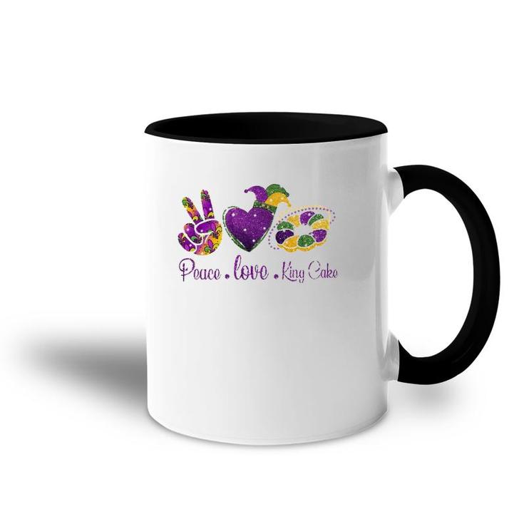 Peace Love King Cake  A Mardi Gras Party Carnival Gifts Accent Mug