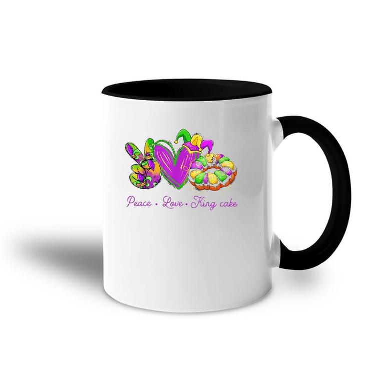 Peace Love King Cake Funny Mardi Gras Party Carnival Gifts Accent Mug