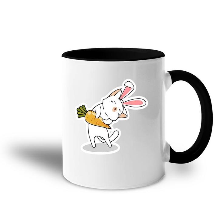 Pink Ears Bunny Cat Carrots Happy Easter Day Accent Mug