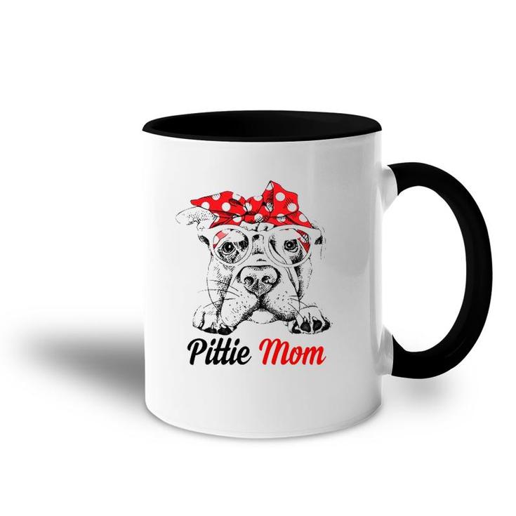 Pittie Mom With Red Bandana Headband Dog Mom Mother's Day Accent Mug
