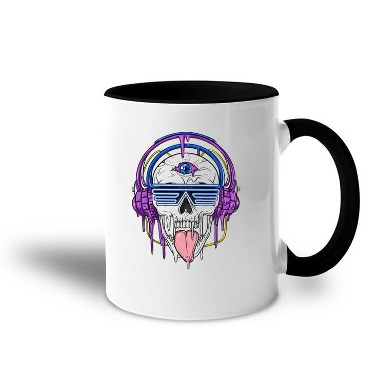 Psychedelic Skull Headphones Psytrance Techno Edm Festival Accent Mug