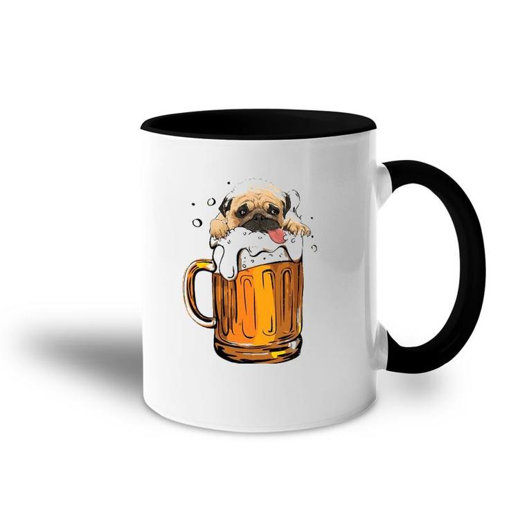 Pug Dog Beer Drinking  Funny Cute Dog Lovers Gifts Accent Mug