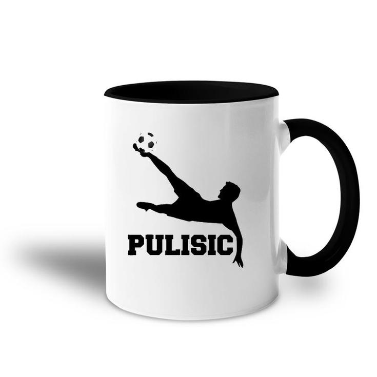 Pulisic Soccer Football Fan Silhouette And Football S Accent Mug
