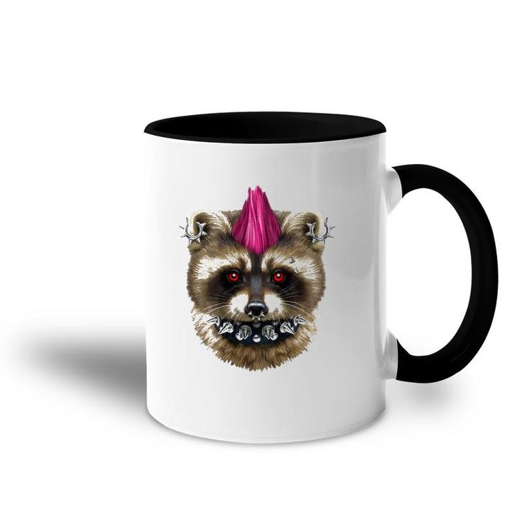 Punk Rock Raccoon With Mohawk And Heavy Metal Makeup Accent Mug