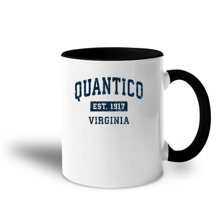 Quantico Virginia Va Vintage Sports Design Navy Print Accent Mug