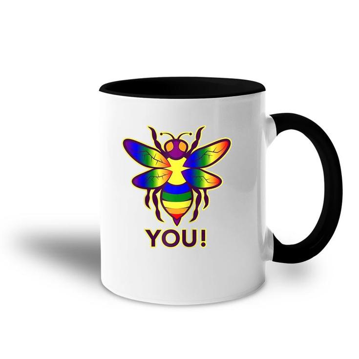 Rainbow Bee You Gay Pride Awareness  Accent Mug