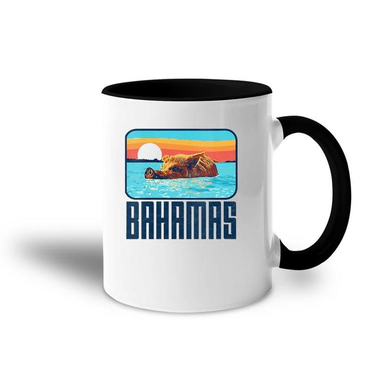 Retro Bahamas Swimming Pig Funny Vintage Feral Hog Beach Accent Mug