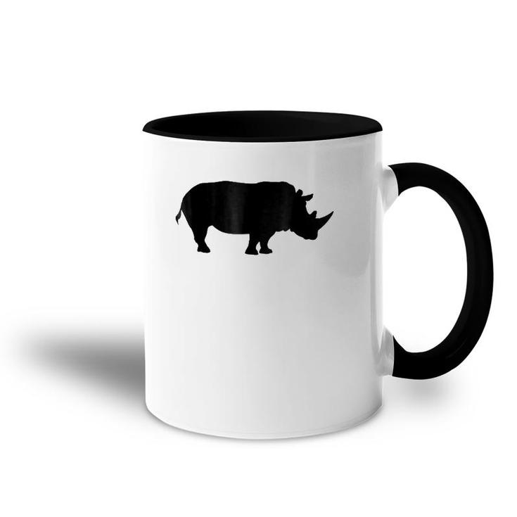 Rhinoceros Solid Black Silhouette  Rhino Accent Mug