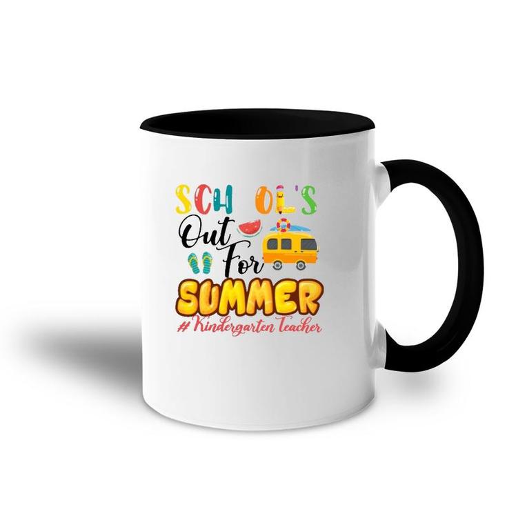 School's Out For Summer Kindergarten Teacher Van Car Beach Vacation Accent Mug