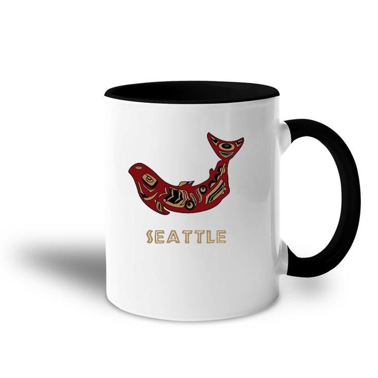 Seattle Washington Native American Indian Salmon Fishermen Accent Mug