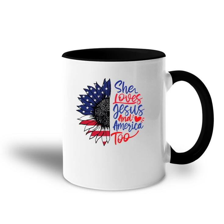 She Loves Jesus And America Too Accent Mug