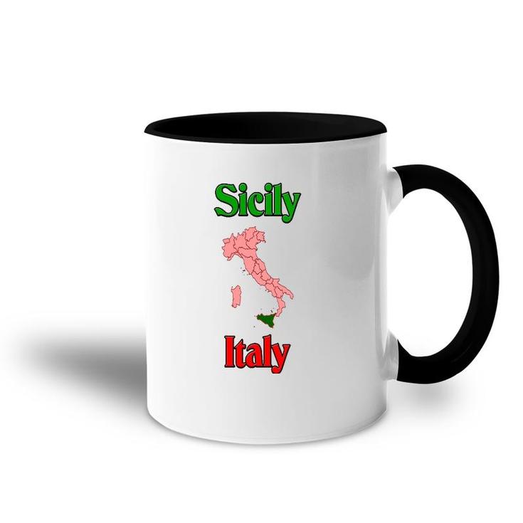 Sicily Italy Sicily Italy On Map Accent Mug