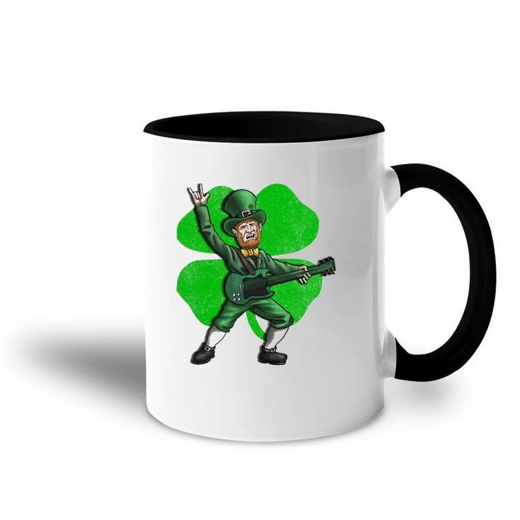 St Patrick's Day Rock And Roll Leprechaun Guitar Accent Mug