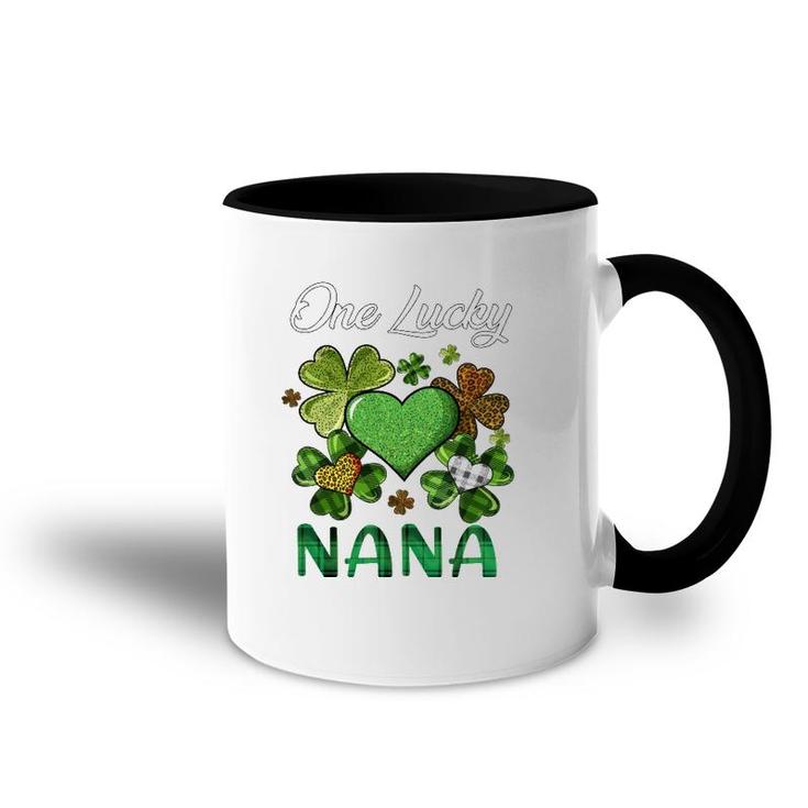 St Patrick's Day Women's Shamrock Buffalo Plaid Lucky Nana Accent Mug