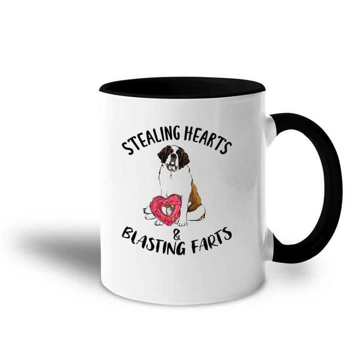 Stealing Hearts Blasting Farts St Bernard Valentine's Day Accent Mug