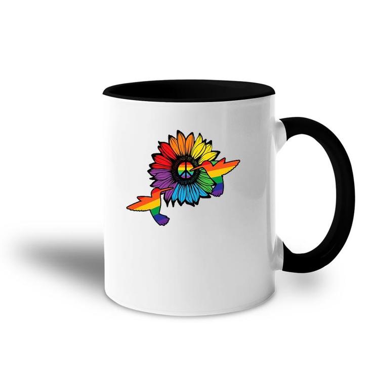 Sunflower Hummingbird Lgbt Flag Gay Pride Month Lgbtq Accent Mug