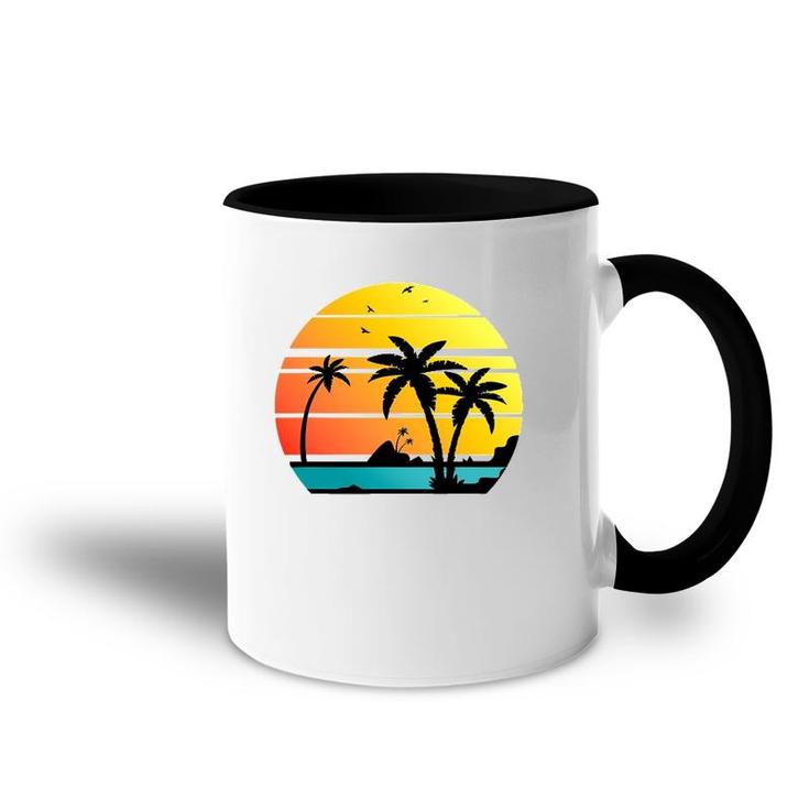 Sunset Coconut Palm Trees Summer Vibes Retro Tropical Summer Accent Mug