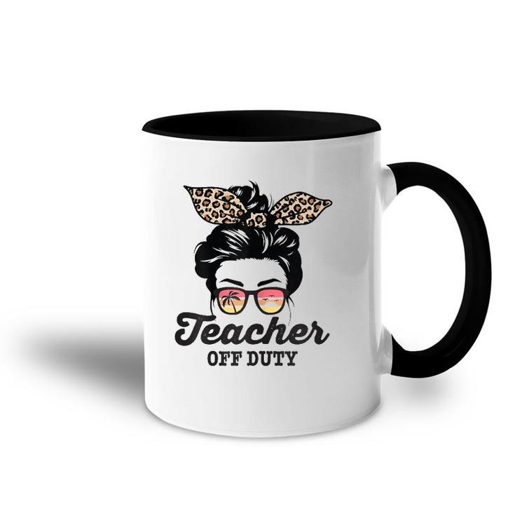Teacher Off Duty Messy Bun Accent Mug