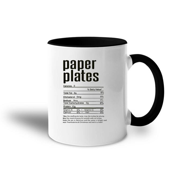 Thanksgiving Christmas Paper Plates Nutritional Facts Accent Mug