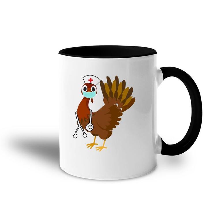 Thanksgiving Nurse  Funny Turkey Scrub Gift For Nurses Accent Mug