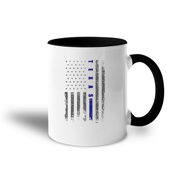Thin Blue Line Us Flag Texas Souvenir Thin Blue Line Accent Mug