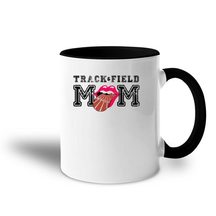 Track & Field Mom Sporting Lips Tongue Support Team Mother Accent Mug