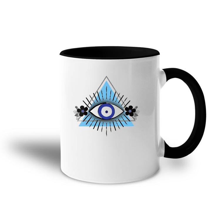 Triangle Blue Evil Eye V-Neck Accent Mug