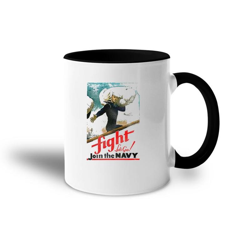 US Navy Fight Let's Go Accent Mug