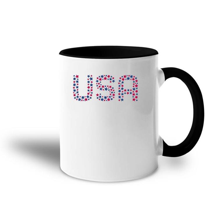 Usa Women Men Patriotic American Stars 4Th Of July Accent Mug