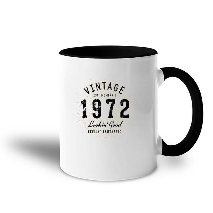 Vintage 50Th Birthday Born In 1972  Accent Mug