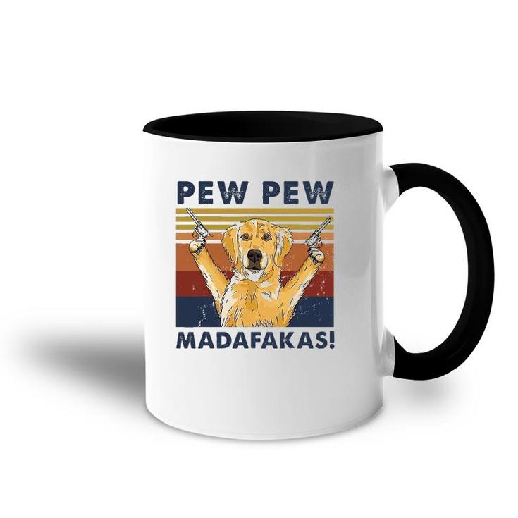 Vintage Golden Retriever Dog Pew Pew Madafakas Dogs Lovers Accent Mug